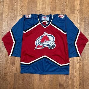 Vintage 90s CCM Colorado Avalanche 1996 Home Red Blue Hockey Jersey Mens Large